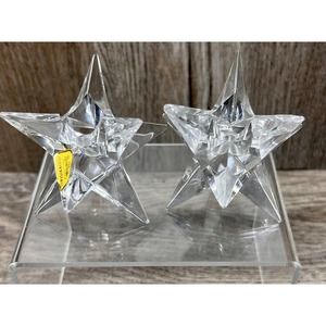 Rosenthal Bleikristall - Pair of Vintage Crystal Star Candleholders (chipped)